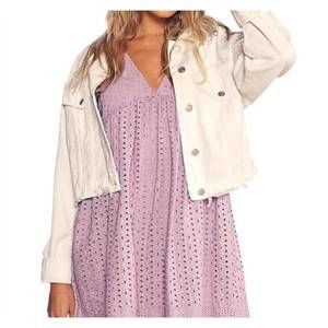 NEW MUSTARD SEED paula distressed denim jacket in white
